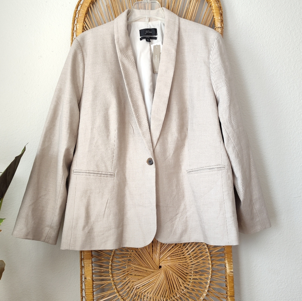 NWT J. Crew Parke Stretch Linen Blend Blazer in Flax Ivory Size 24